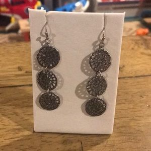 Silver Circle Long Earrings